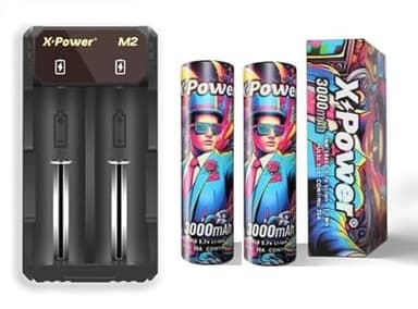 Pack Chargeur Accu M2 avec 2 Accus 18650 3000mAh - X Power
