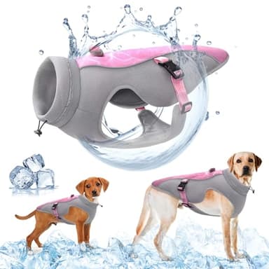 TOPSOSO Gilet Rafraîchissant pour Chien avec Protection Solaire - Manteau en Maille Respirante pour Chiens - Réfléchissantes, Sangles RéGlables, Harnais avec Fermeture en D, Rose XXL