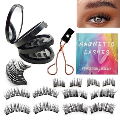 Faux Cils Magnétiques Naturels 3D - Kit Extension 16 Pièces Avec Aimant - Eyelashes Réutilisables