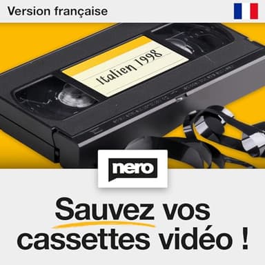 Nero Sauvegarder vos cassettes vidéo – Numériser VHS, S-VHS et Hi8 sans connaissances techniques | Logiciel de montage inclus | Transfert vers PC en MP4 | Windows 11 / 10