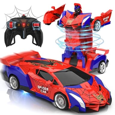 Voiture Télécommandée Spider Jouet Enfant, 2 en 1 Transformable Robot Cars