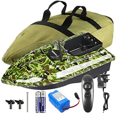 500M Bateau Amorceur télécommandé Bateau d'appât sans Fil Pêche Bateau d'amorce Double Moteurs avec Sac À Main (Bateau Camouflage)