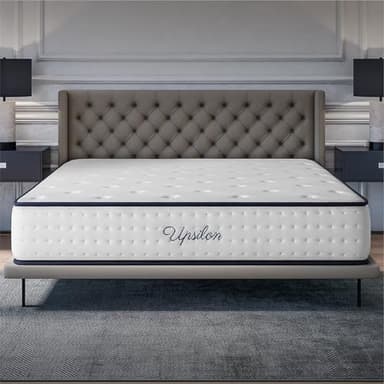 COSMOS - Matelas Upsilon 160x200-30 cm - Hybride - Ressorts Ensachés - Accueil Mousse à mémoire + Blue Latex - Confort Mi-Ferme - 7 Zones - Réversible - Sommeil Isolé - Fabriqué en Europe