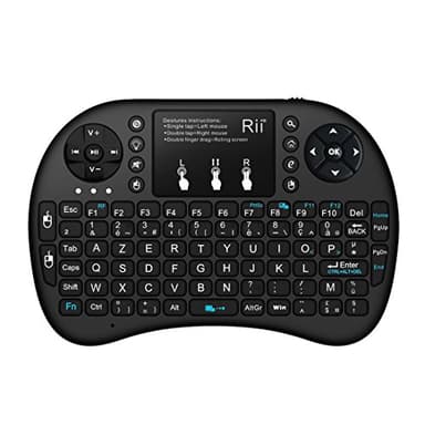 Rii Mini i8+ Wireless (AZERTY) - Mini Clavier Française Rétro-éclairé Ergonomique sans Fil avec Touchpad - Pour Smart TV, mini PC, HTPC, Console, Ordinateur (Noir)