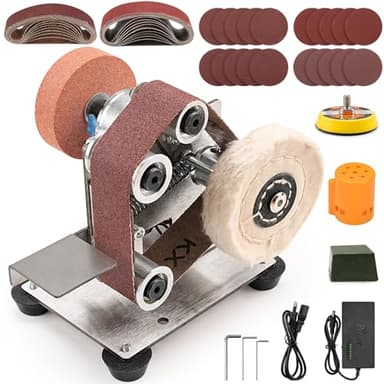 SI FANG Mini Ponceuse à Bande électrique Kit d'affûtage de Couteau, Petite Meuleuse d'établi, 7 Vitesses réglables, Pour le Travail du bois et du métal, la Bijouterie l'artisanat Polissage Meulage