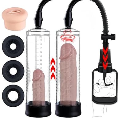 Pompe à pénis, Sex Toy pour Homme - Agrandir le pénis, Extenseur De Pénis Masculin, Augmenter la Taille De Pénis, plaisirs de couple，avec Vaginette en Silicone (Sans Manomètre)