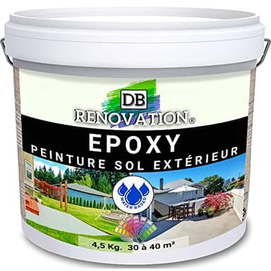 DB Rénovation Résine Epoxy Peinture sol Terrasse, balcon - Haute résistance Extérieur, Prêt à l'emploi - Gris 4,5KG