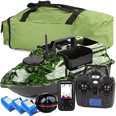 500M 3 Trémies GPS Bateau amorceur, Appâts De Pêche Bateau Carpe Crochet Post Bateau RC, Capteur LCD Sondeur, avec Sac À Main, 12000mAh Batterie Grande Capacité, Offrez des antennes, des hélices.