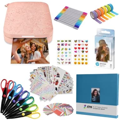 HP Sprocket Imprimante Photo instantanée Portable 2x3 Pouces (Rose) Kit d'album