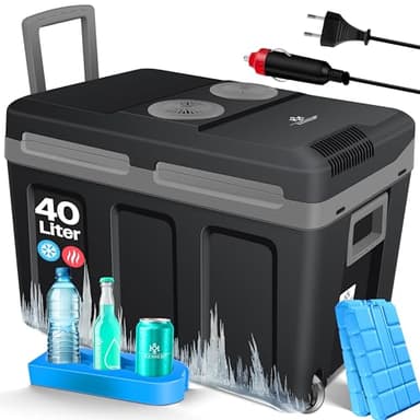 KESSER® Glacière à roulettes 40L | pour garder au chaud et refroidir | Glacière thermoélectrique | 12 Volts et 230 Volts| Mini-réfrigérateur | Thermobox pour voiture| bateau et camping | EEK A++