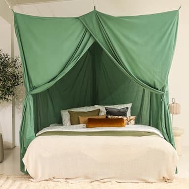 Ciel de Lit Vert | Baldaquin Rectangulaire pour Lit Queen & King | Moustiquaire Lit Double | Décoration Chambre Adulte & Ado | Disponible en Plusieurs Tailles & Couleurs