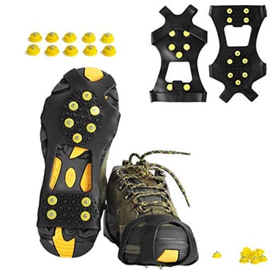 Willceal cloutées, Ice Grippers Chaussures Crampons Traction et Bottes en Caoutchouc Neige Crampons Chaussures Spike avec 10 Goujons en Acier Crampons Empêchez Activités de Plein air de Lutte