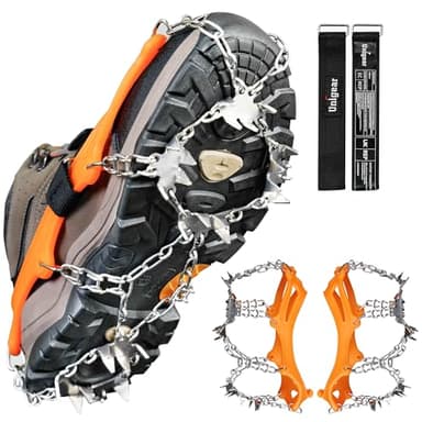 Unigear Crampons pour Chaussures Antidérapant avec Crampons en Acier Inoxydable à 24 Dents pour la Neige, la Glace, Les Randonnées, la Chasse et la Marche en Hiver