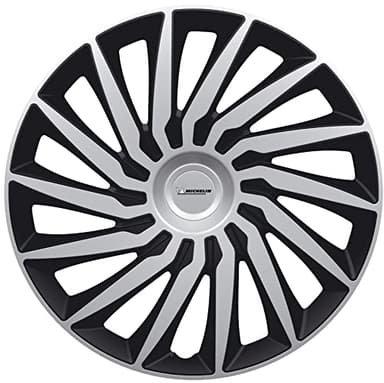 Michelin 009026 Enjoliveurs 15'' pouces – NVS KENDO Noir et Argent – Set de 4 – Design Sport et Élégant – Résistants aux Chocs – Fixation Facile – Compatibles Voitures avec Jantes Acier ou Tôle