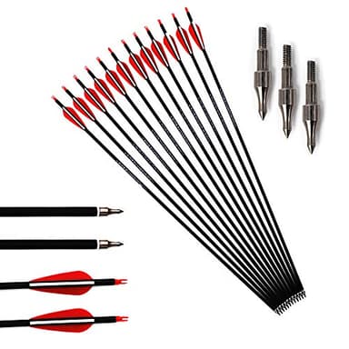 500 Spine Flèches 30" Flèches pour Arcs à Poulies Diamètre Intérieur 6.2mm 30 pouces Flèche de Carbone Pointe en Acier 20/25/30/35/40/65 livres Arc Recurve Tir à l'arc Chasse Tir Cible d'entrainement