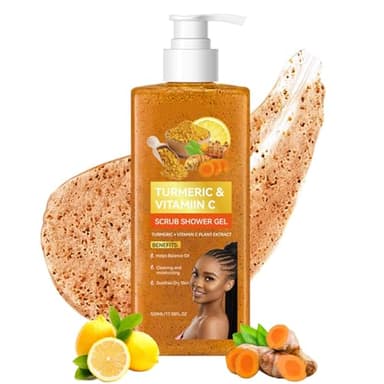 Gel douche exfoliant à la vitamine C au curcuma - Gel douche hydratant, nourrissant et exfoliant, nettoie en profondeur, unifie le teint de la peau, améliore la structure de la peau, gel douche