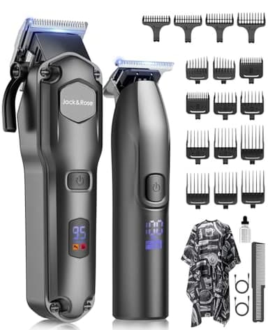 Tondeuse à cheveux professionnelle & T-lames Trimmer Set pour hommes, Tondeuse cheveux, Tondeuse à barbe, Tondeuse à cheveux électrique IPX7 étanche à l'eau pour les hommes Noir