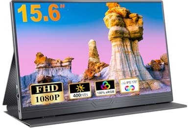 CUIUIC Ecran Portable, 15,6 Pouces Moniteur Portable IPS 100% SRGB, Écran Ordinateur 1080P FHD, Ecran Portatif USB C/Mini HDMI, pour Macbook/Laptop/PC/PS5