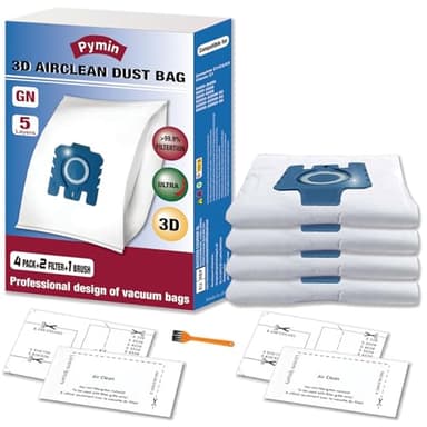 Pymin Lot de 4 sacs d'aspirateur GN de rechange compatibles avec les aspirateurs Miele Classic C1, Complete C2 C3, S227 S240, S270, S400, S400i, S600, S2, S5, série S8