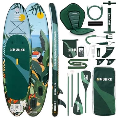 HUIIKE Paddle Gonflable Adulte avec Accessoires Inclus, Pagaie, Ailerons, Pompe. Planche de Stand Up Paddle Grande Stabilité et Résistance. 305 x 84 x 15 cm, Jusqu'à 130 kg