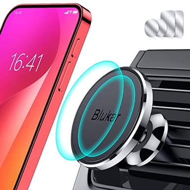 Blukar Support Téléphone Voiture Magnétique, Porte Telephone Voiture Aimanté Grille Aération, Super Solide Facilité&d'installation&Aimant Puissant&360°Rotation pour iPhone 17/16/15& 4-6.7" Smartphone