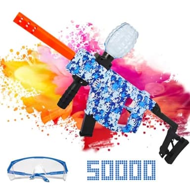 Gel Blaster - Jouet électrique avec 5000 Boules en résine et Lunettes de Protection - pour Anniversaires, fêtes, Pâques, Tournage en Plein air, Jeux d'équipe et Adultes, découvrez la Tension (Bleu)