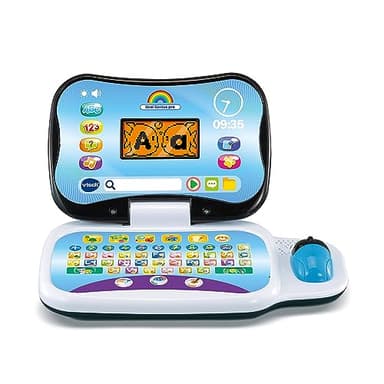VTech - Ordi Genius Pro Noir, Ordinateur Portable Enfant avec Écran Rétroéclairé, Souris, 20 Jeux Évolutifs, Jouet Éducatif, Cadeau Enfant de 3 Ans à 7 Ans - Contenu en Français et Anglais