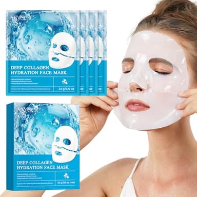 Bio Collagen Face Mask,Masque de Collagène Pour le Visage-4pcs,Masque de Collagène Pour la nuit,Resserrement des Pores,Traitement des Rides,Anti-âge et Minimise les pores,Masque coréen pour le visage