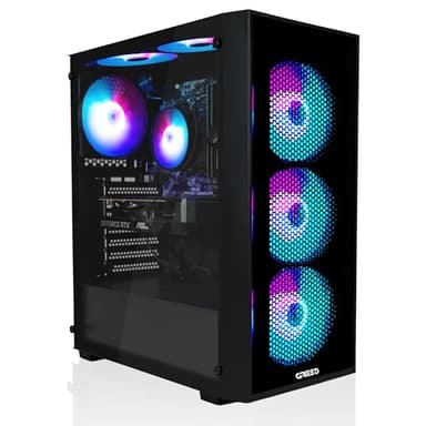 Greed® MK2 - High End PC Gamer - AMD Ryzen 7 5700X + Nvidia Geforce RTX 5060 - Ordinateur RGB Ultra Rapide + PC Gaming 4K Raytracing avec 4.6 GHZ - 32 Go DDR4 RAM - 1 TB SSD - WLAN + W11 Pro