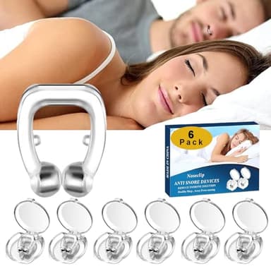 Pince à Nez Anti Ronflement, 6PCS Silicone Magnétique, Snore Stopper Clip de Nez en Silicone Magnétique, Snore Stopper Arrête Les Ronflements du Nez Dilatateur Nasal Efficace (Transparent-6)