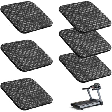 Lot de 6 Tapis de Course Antidérapant Double Face, 10x10x0,5cm Coussinet Anti-Vibration en PU, Tapis en Caoutchouc d'Extérieur pour Vélo d'Appartement, Fitness, Machine à Laver et Mahjong, Noir