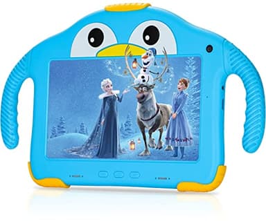 okulaku Tablette pour Enfants 7 Pouces Tablette Enfant éducative contrôle Parental WiFi Tablette Tactile Enfant Android 10 Tablettes Anti-Chute Jolie Forme de Pingouin Bleu