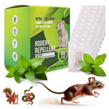 ENVOLME - Anti Souris - Menthe Poivrée Repulsif - Répulsif Souris - Répulsif Rongeur pour Voiture - Produit Contre Les Rats - 100% Naturel et Non Toxique