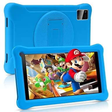 Tablette Enfants 7 Pouces Android 13 Tablette avec GMS Certified,8（3+5）GB RAM 64GB ROM (TF CARD 128GB),Applications Pré-Installé, WiFi Contrôle Parental Tablette Éducative avec Kid-Proof Étui (Bleu)