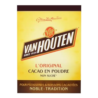 Van Houten l’Original Cacao en Poudre Non Sucré pour Boissons Cacaotées Instantanées Cacao Soluble, 250 g
