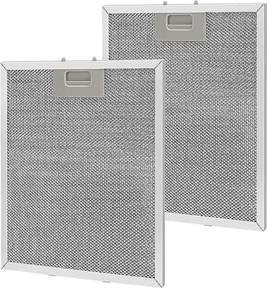 Lot de 2 pcs Filtre à Graisse Métallique 320x260mm, en Aluminium, Anti-Graisse, Lavable, en Maille, Accessoire Hotte Aspirante pour Hottes de Cuisine
