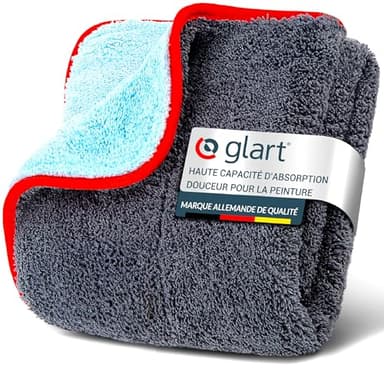 Glart 471PP Chiffon microfibre voiture 60x40 cm rouge - Chiffon de polissage & séchage pour entretien auto, vitres, peinture, tableau de bord - sans rayures, sans traces, sans peluches, pour intérieur
