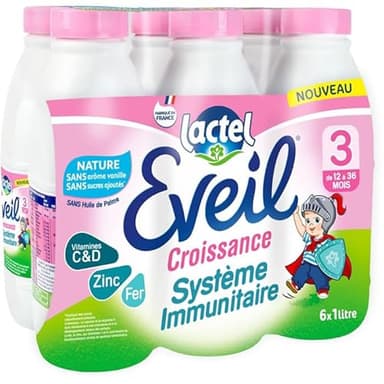 LACTEL Lait de croissance système immunitaire 12/36 mois 6 x 1 L
