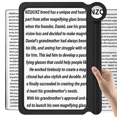NZQXJXZ Loupe de Lecture 30X 5X - Grande Loupe Légère Pour Voir La Totalité Des Pages d'un Livre - Parfaite Pour Lire Les Petits Caractères et Les Personnes Malvoyantes, Noire