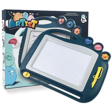 MeoZynxadril Ardoise Magique, 27.5x21.5CM Tablette Dessin Enfant, Tablette Magique Enfant Magnétique, Jouet Tableau pour Enfants, Tablette Effacable Enfant, Avec 3 tampons et 1 Stylo