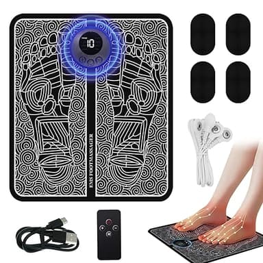 Horuili Appareil de massage des pieds USB EMS - Appareil de massage électrique des pieds pour la circulation sanguine - Soulagement des douleurs musculaires - Avec 8 modes et 19 fréquences réglables