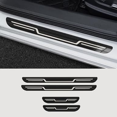 4 Pièces Acier Inoxydable Seuil Porte Voiture Plinthes pour Renault Captur II 2019 2020 2021 2022 2023 2024 2025, Inoxydable Protecteur Seuil Porte Voiture Plaque(Black brushed look)