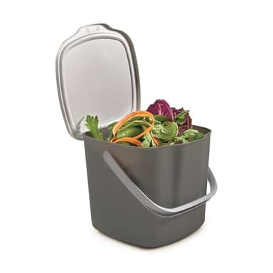 Snips, Poubelle Compost Cuisine avec Couvercle et Poignée 3L, Composteur Cuisine, Poubelle à Compost 20,5 x 18,5 x 16,7 Made in Italy, Gris