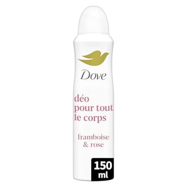 Dove - Déodorant pour Tout le Corps - Spray - Framboise & Rose - Anti Odeurs et Traces Blanches 72h - Conçu pour les Peaux Sensibles - 150ml