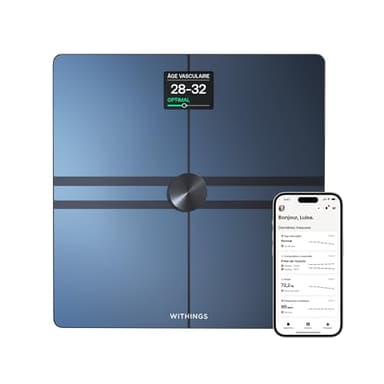 Withings Body Comp - Balance connéctée avec Analyse corporelle, Wi-FI & Bluetooth avec écran Couleur, Balance Digitale avec précision de la Graisse viscérale, du cœur