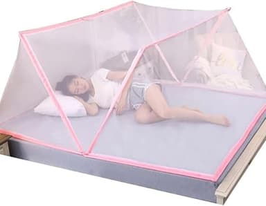 Moustiquaire Pliable Lit 2 Places - Tente Anti-Moustique Pop-Up, Moustiquaire de Lit Portable, Facile à Installer, Maille Ultra Fine, Idéale pour Chambre, Camping, Voyage (Pink,190 x 80 x 80 cm)