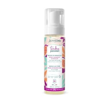 Activilong - Mousse de Maracuja Tendre Passion - Cheveux Ondulés, Bouclés, Frisés et Crépus - 99% d'ingrédients d'origine naturelle - Sans alcool - Sans sulfate - Made in France - 200 ml
