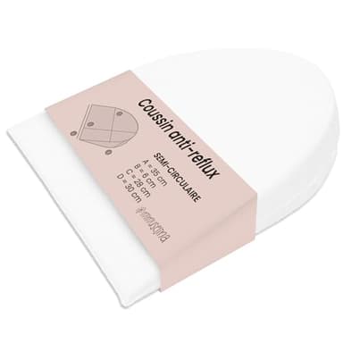 MIMUSELINA Oreiller Anti Reflux | Coussin Incliné pour Éviter Les Reflux et Les Coliques dans Le Lit ou Le Berceau | Petit Coussin Ergonomique Imperméable | Forme Semi-Circulaire 35x28x6cm