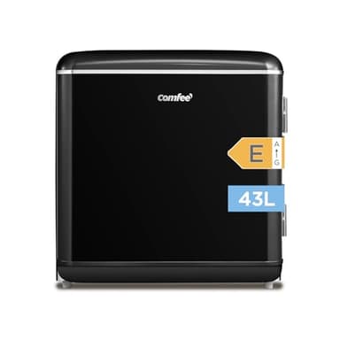 Comfee' RCD50BL2EURT(E) Mini Réfrigérateur Monoporte, 47L, Design Rétro, avec Compartiment Réfrigérant, Thermostats Réglables, Faible Bruit, Adapté à la Maison et au Bureau, Noir