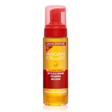 Creme of Nature Argan Oil, Mousse Coiffante à l’Huile d’Argan du Maroc, Mousse Cheveux Bouclés, Frisés et Crépus, Produit Coiffant Brillance et Hydratation, Sans Rinçage, Produit Cheveux - 207ml